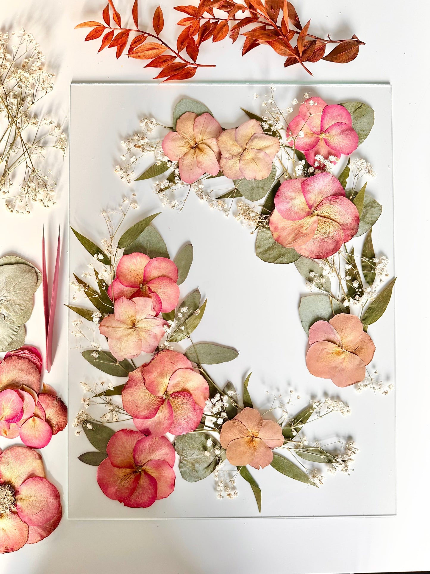 Format A3 - 30x40 cm - Conservation bouquet de mariage entre deux verres