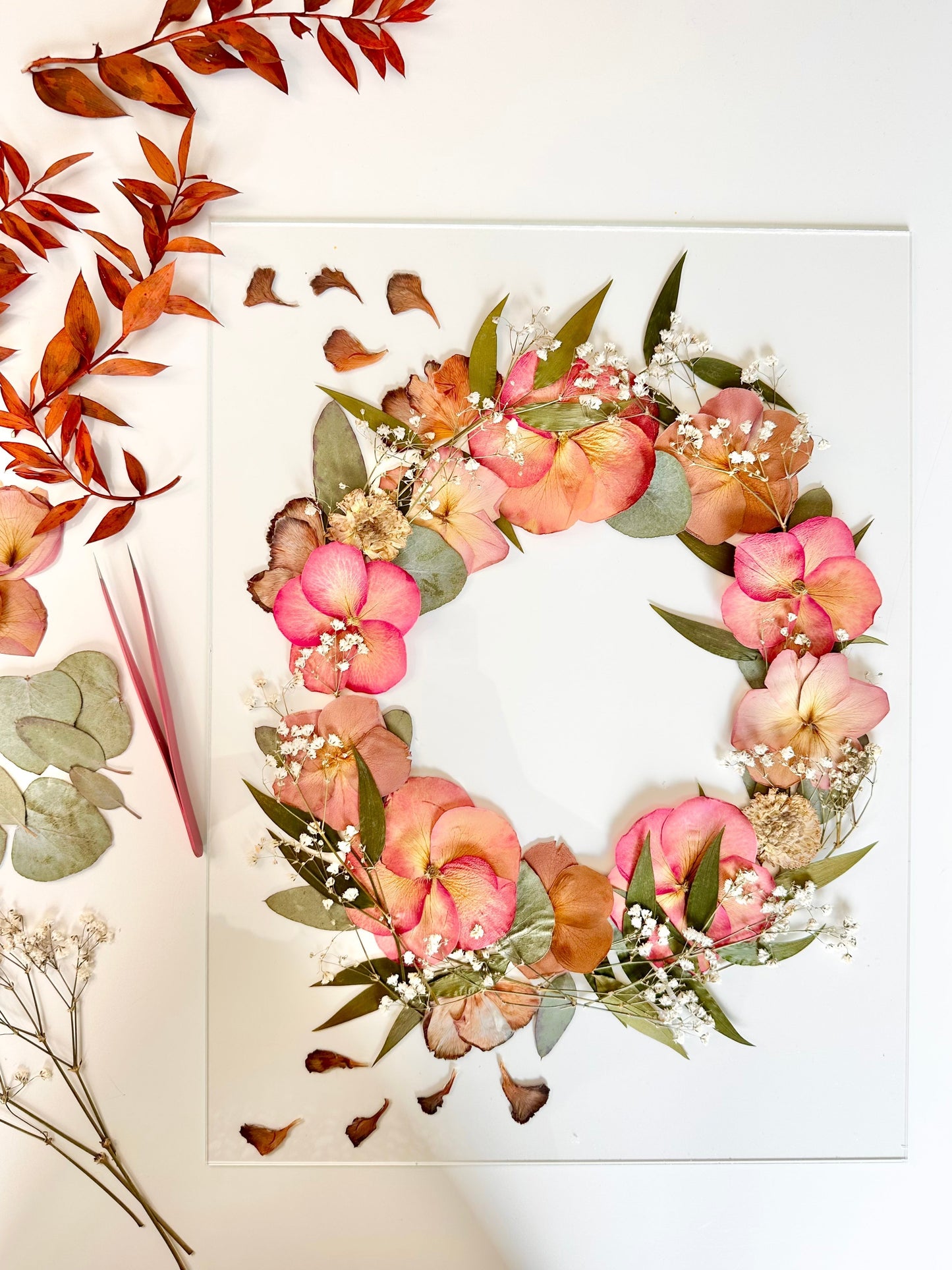 Format A3 - 30x40 cm - Conservation bouquet de mariage entre deux verres