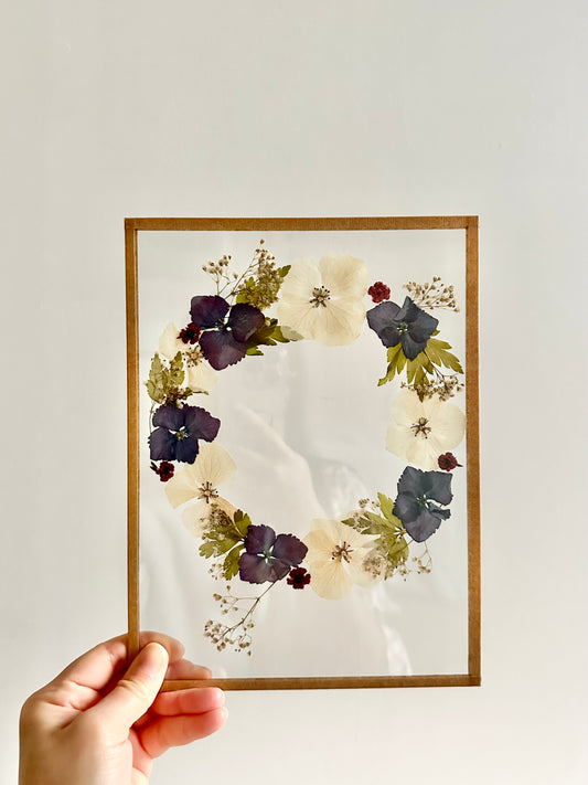Couronne de fleurs  - Herbier minimaliste n°51 - 18x24 cm