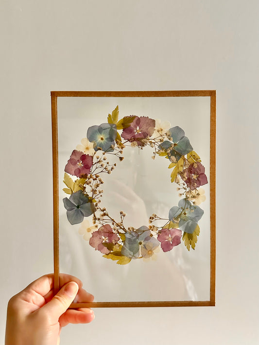 Couronne de fleurs  - Herbier minimaliste n°49 - 18x24 cm