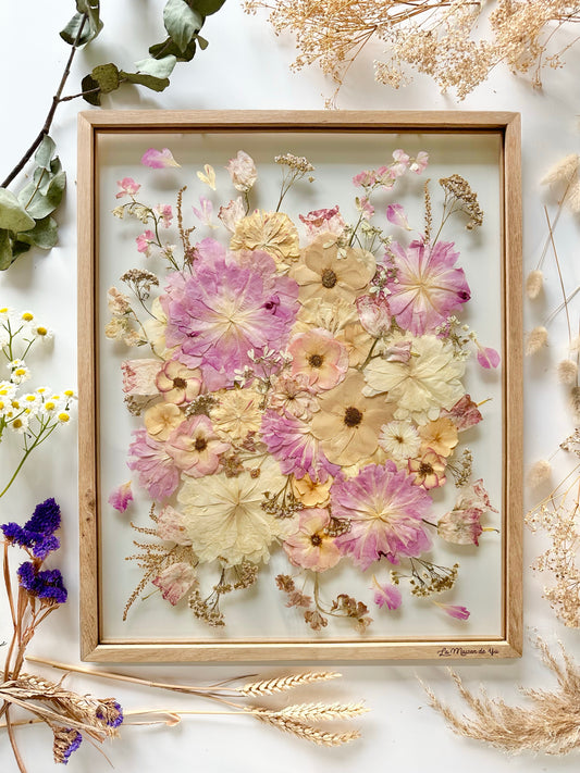 FRESH/DRIED FLOWERS - 40x50 cm - Preserving wedding bouquet between two glasses