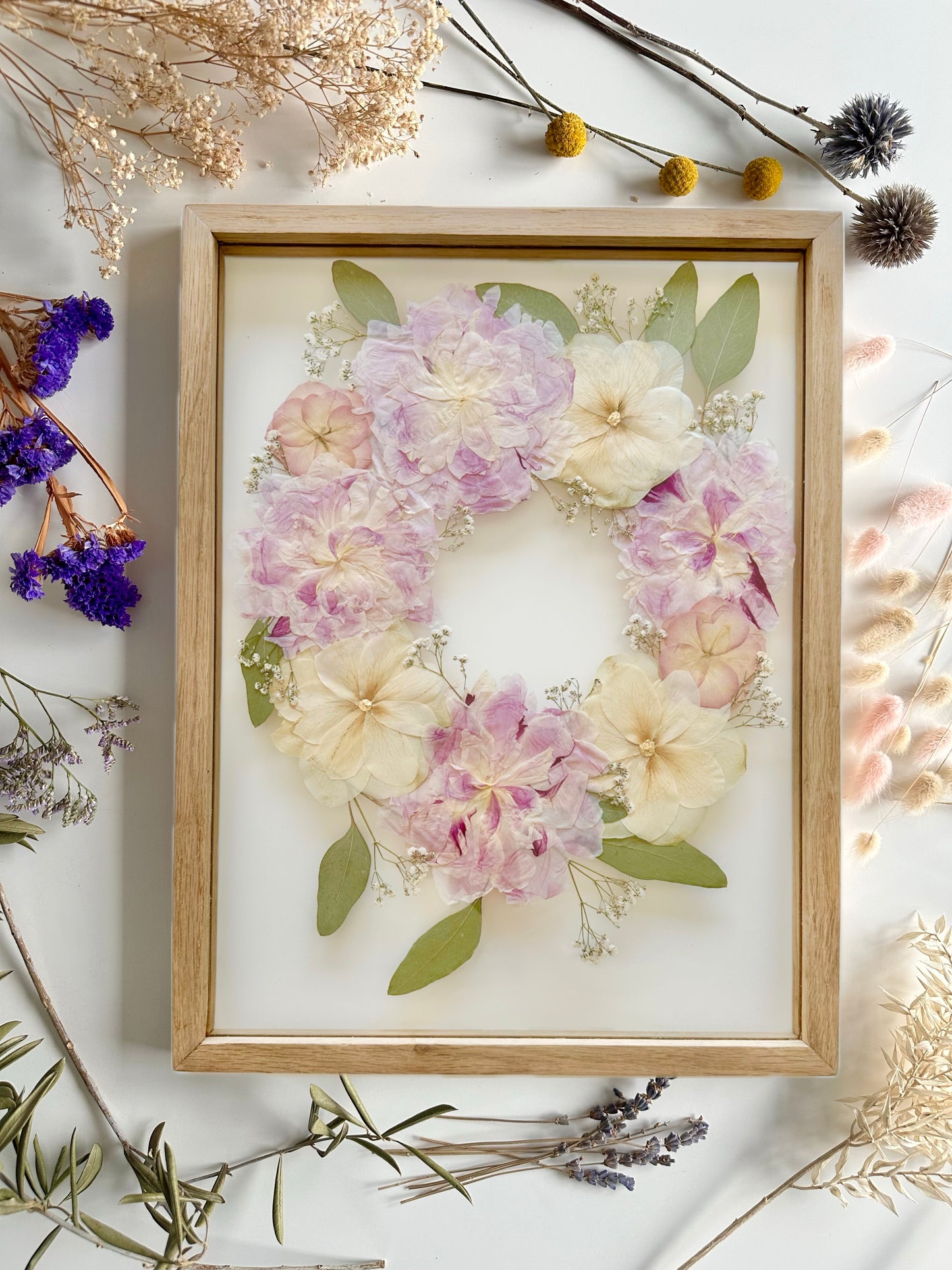 FRESH FLOWERS - 30x40 cm - Preserving wedding bouquet between two glasses
