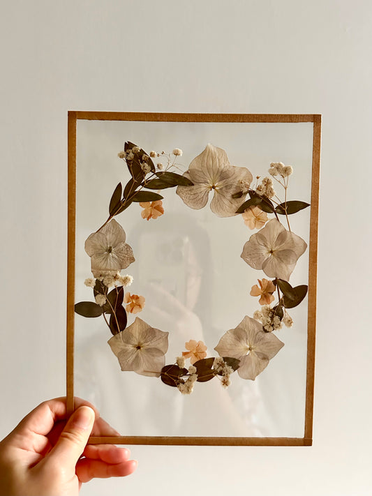 Couronne de fleurs  - Herbier minimaliste n°45 - 18x24 cm