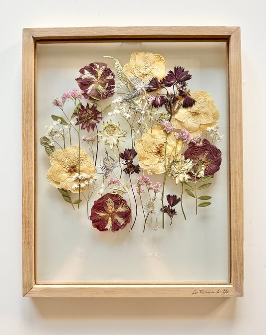 FLEURS SÉCHÉES SOI-MÊME - 30x40 cm - Conservation bouquet de mariage entre deux verres