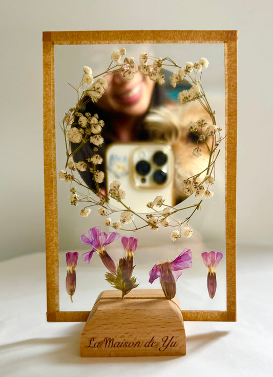 Miroir Fleuri - herbier violet - 10x15 cm