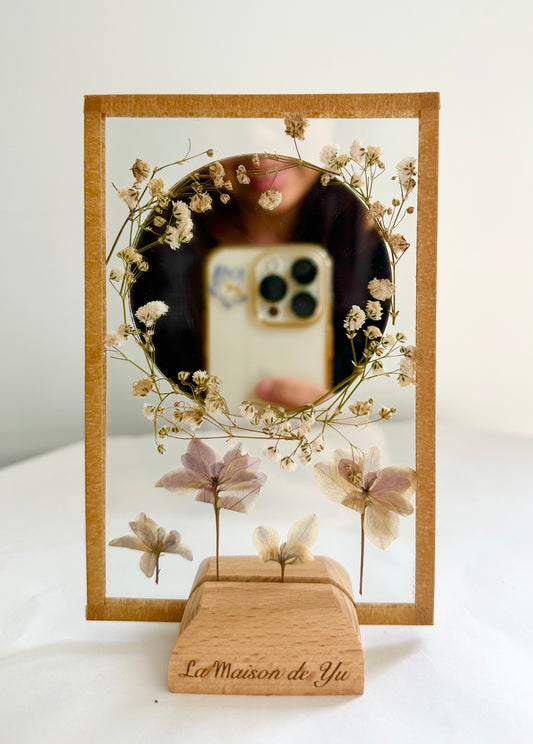 Miroir Fleuri - herbier parme - 10x15 cm