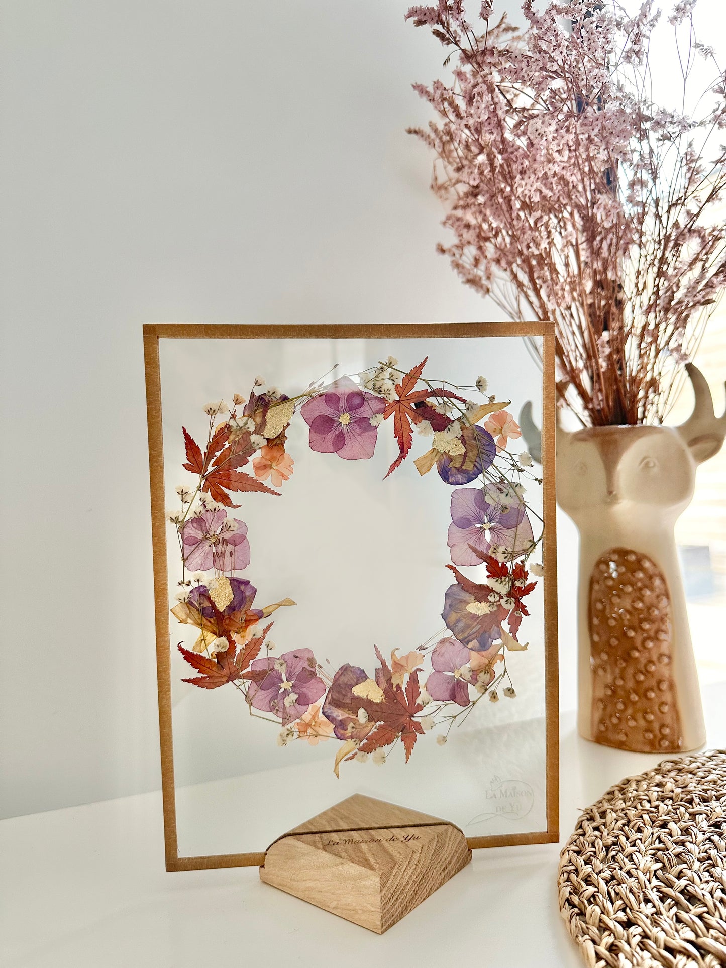 Couronne de fleurs  - Herbier minimaliste n°26 - 18x24 cm