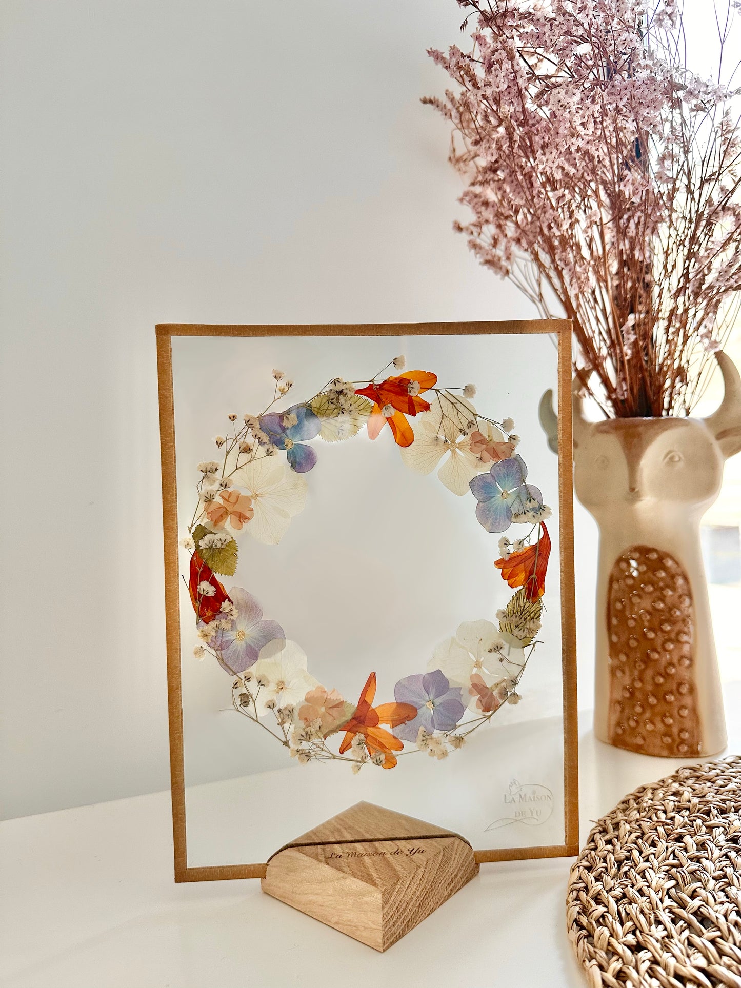 Couronne de fleurs  - Herbier minimaliste n°25 - 18x24 cm
