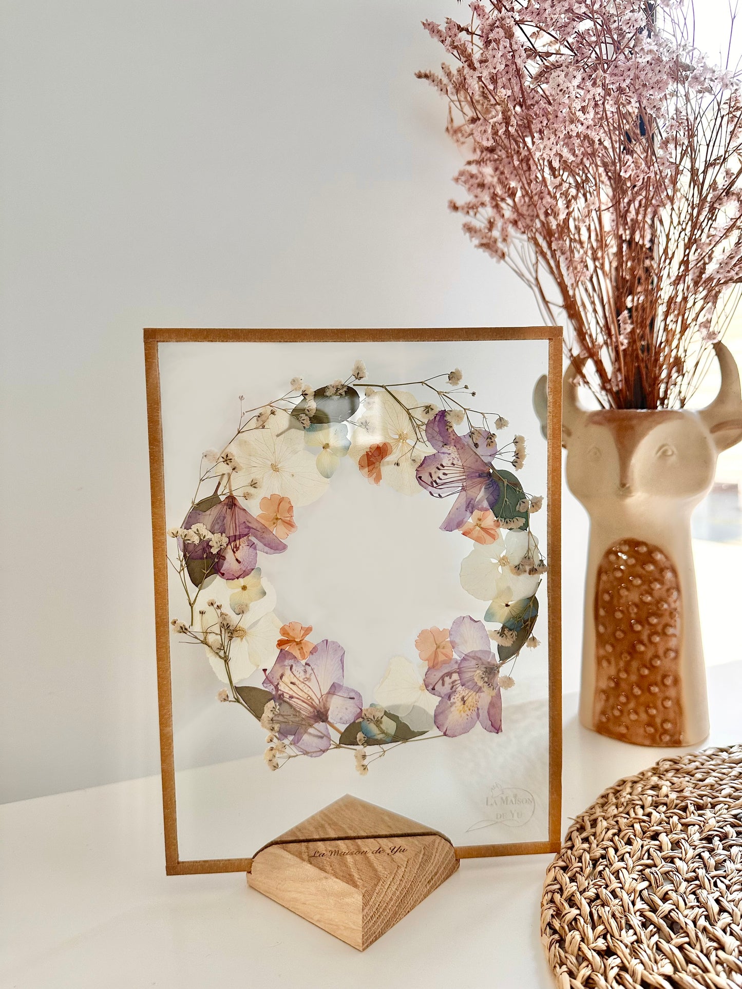 Couronne de fleurs  - Herbier minimaliste n°36 - 18x24 cm