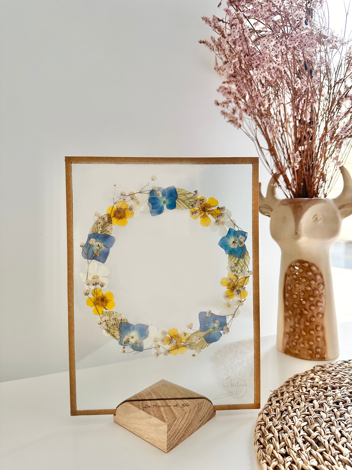 Couronne de fleurs  - Herbier minimaliste n°38 - 18x24 cm