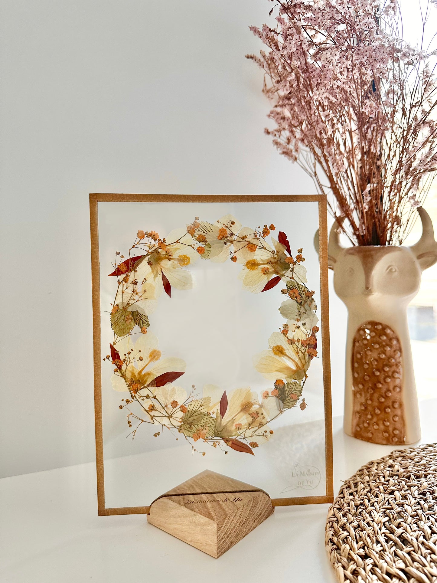 Couronne de fleurs  - Herbier minimaliste n°30 - 18x24 cm