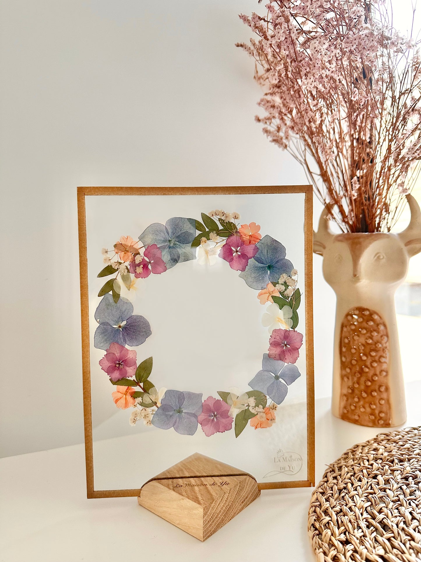 Couronne de fleurs  - Herbier minimaliste n°39 - 18x24 cm