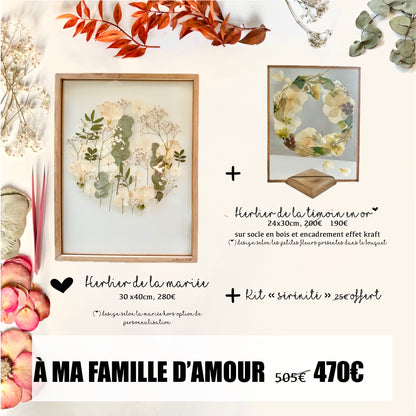 WEDDING HERBARIUM AND DECORATION AS A GIFT for witnesses and family - Bride's herbarium 30x40cm