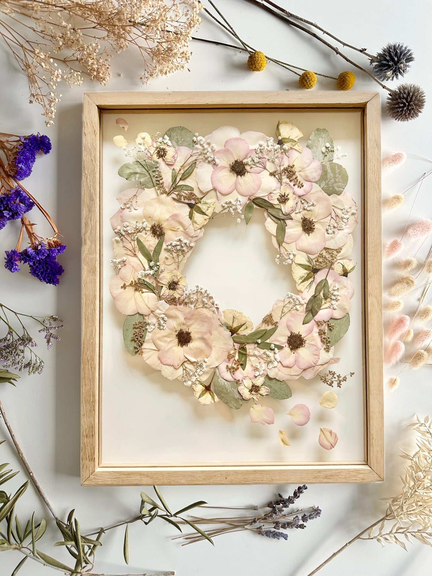 FRESH FLOWERS - 30x40 cm - Preserving wedding bouquet between two glasses 